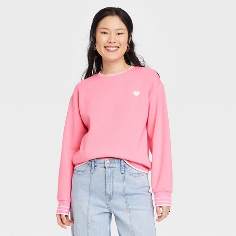 Women's Lounge Fleece Sweatshirt - A New Day™ Pink M : Target