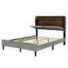 Queen Upholstered Bed Frame, Queen Platform Bed With Headboard Storage, Lights, USB Ports, Sockets, Wear Resistant Ventilate Full Size Platform Bed - 2 of 4