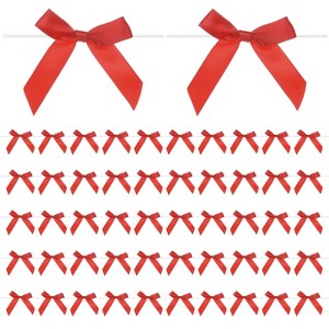 Unique Bargains Polyester Craft DIY Decorative Ribbon Twist Tie Bows 2.4x2.8" 100 Pcs - 1 of 4