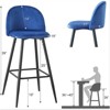 RISOKEYS Bar Stool Set - Velvet Barstool Modern Counter Bar Height Chair with Back, Sturdy Metal Legs & Footrests, Island Stool for Kitchen Bar, Blue - 3 of 4