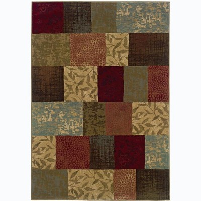 Oriental Weavers Hudson 030C1 Green/ Red Indoor Area Rug - 3'10" x 5'5"