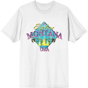 Adventure Society Explore Montana USA Men's White T-shirt - 1 of 3