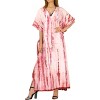 LA LEELA Women's House Daily Routine Evening Wear Loungewear Long Kaftan Cover Up Dress Maxi Dresses Caftans for Women 2X-3X Red, Tie Dye Design - image 4 of 4