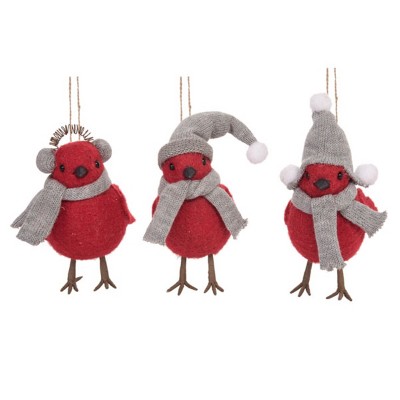 Transpac Foam Fabric Chick Ornaments Set of 3 Christmas Home Decorations