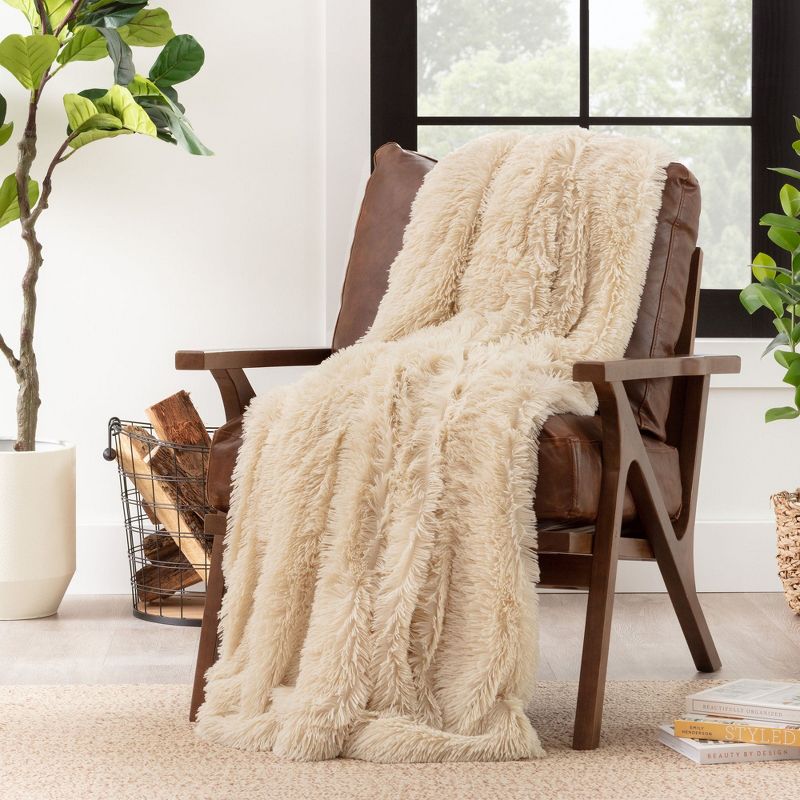 Chanasya Solid Faux Long Fur Fuzzy Throw Blanket, 2 of 10
