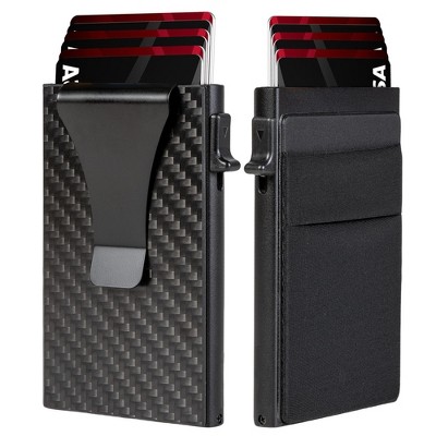 thumbnail interactive-video image 1 of Slim RFID Blocking Wallet For Men - Pop-Up Card Holder With Money Clip, Holds 10-20 Cards 1 of 2