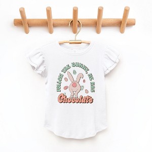 The Juniper Shop Follow The Bunny He Has Chocolate Toddler Flutter Sleeve Tee - 1 of 2