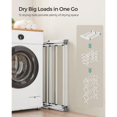 Foldable White Steel Frame Clothes Drying Rack