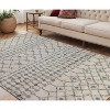 10' Gray And Ivory Geometric Shag Runner Rug - 2 of 4