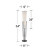 Possini Euro Design Flute Mid Century Modern 64" Tall Floor Lamp with Smart Socket Satin Black Nickel White Shade for Living Room House - 4 of 4