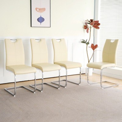 NicBex Modern Dining Chairs with Faux Leather Padded Seat,Armless Chairs with Chrome Metal Legs for Kitchen,Living Room