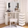 Vanity Desk with LED Lights and Power Outlet, Corner Dressing Table with Rotating Drawers, Adjustable Brightness with 3 Light Colors - 3 of 4