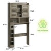 Over The Toilet Storage Cabinet with Louvered Door, Home Space-Saving Toilet Rack, Grey - 2 of 4