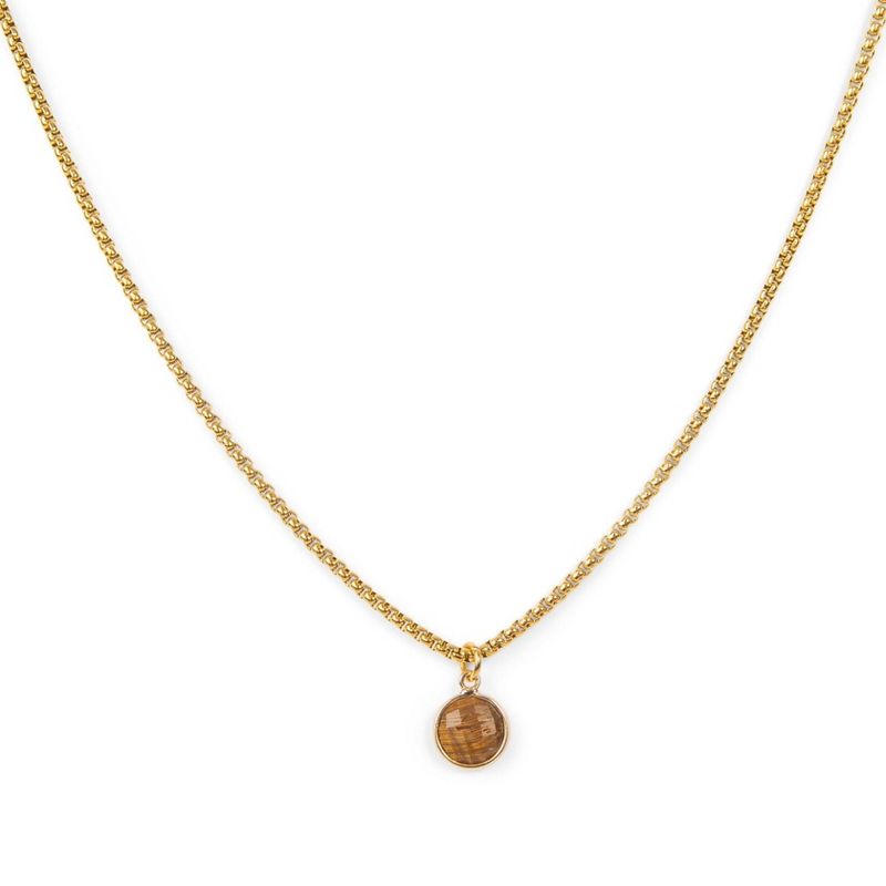 Gold Plated Tiger's Eye Stone Pendant Necklace | ETHICGOODS, 1 of 5