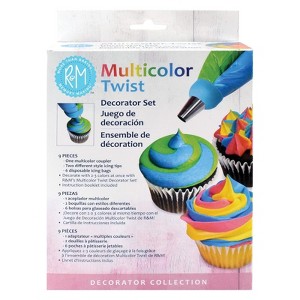 R&M International Multicolor Twist Decorating Set with Coupler, 2 Icing Tips, and Piping Bags - 1 of 4