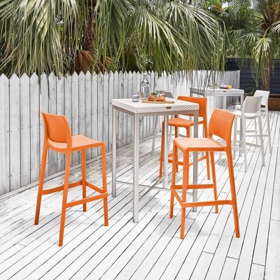Sensilla Simple Orange Resin Stackable Bar Stool, Set of 2