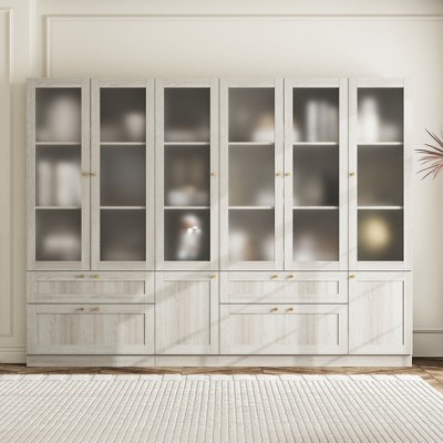 FUFU&GAGA Grey Modular Combination Decorative Cabinet, Any combination can be assembled, Frosted Glass Door, Create Elegant Home Space
