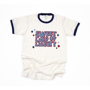 Simply Sage Market Women's Sweet Land of Liberty Retro Short Sleeve Ringer Tee - 1 of 3