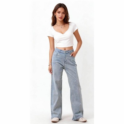 Cherie Code Women's High-Rise Straight Leg Jeans with Stretch - Light Wash