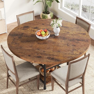 Whizmax Round Dining Table for 4, 47.2 Inch Roman Column Dining Table with Storage Space for Kitchen, Dining Room, Living Room- (Table Only)