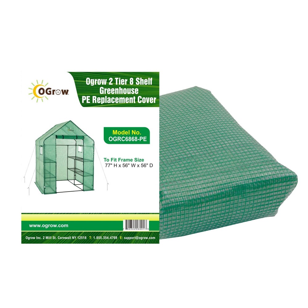 UPC 708302280013 product image for 2 Tier 8 Shelf Greenhouse PE Replacement Cover Green - To Fit Ogrow Item OG6868- | upcitemdb.com