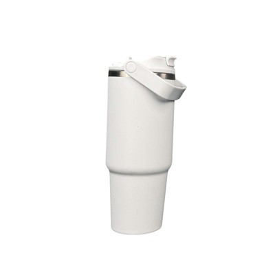29oz/880ml stainless steel car insulated water bottle, double drinking mouth coffee cup, handle for easy carrying