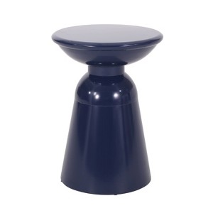 Pelon Outdoor Round Iron Side Table Navy - Christopher Knight Home: Modern Patio Furniture, No Assembly Required - 1 of 4