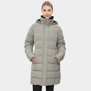Rokka&Rolla Women's Insulated Long Winter Coat Fleece Hood Parka Jacket - 1 of 4