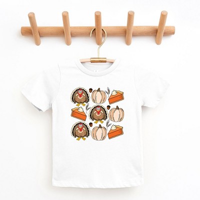 The Juniper Shop Turkey Pumpkin Pie Grid Toddler Short Sleeve Tee