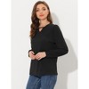 Allegra K Women's Casual Cut Out Keyhole Collared Long Sleeves Solid Tops - 4 of 4
