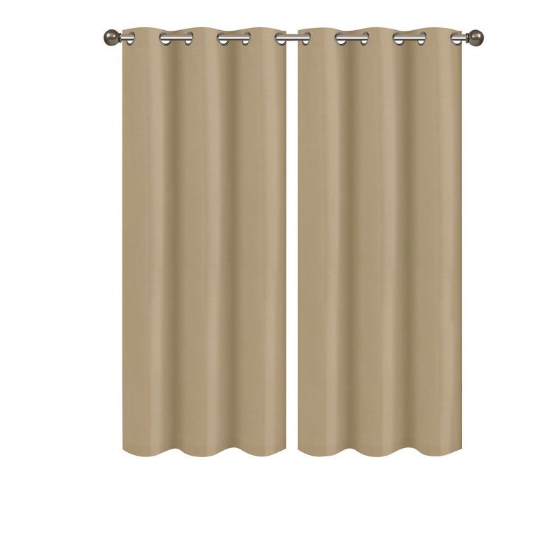 Solid Blackout Thermal Grommet Curtain Panels With Foam Backing (Set of 2), 2 of 4