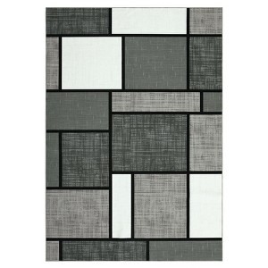 Washable Modern Patchwork Rug Non Slip Low Pile Rug Soft Contemporary Throw Floor Cover Foldable Indoor Carpet for Living Room Bedroom Playroom填 - 1 of 4