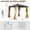 10x10 FT Aluminum Outdoor Gazebo with Polycarbonate Roof, Curtains and Mosquito Netting Backyard Tent for Backyard Lawn-Cuddlewood - 4 of 4