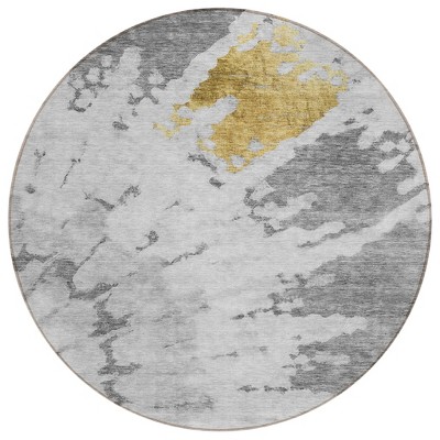 Gray Silver And Charcoal Abstract Washable Indoor Outdoor Area Rug