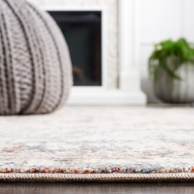 Ivory and Green Synthetic Runner Rug, 2'2" x 10'