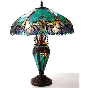 Chloe Lighting Liaison Tiffany-Style 3 Light Victorian Double Lit Table Lamp 18" Shade - 1 of 1