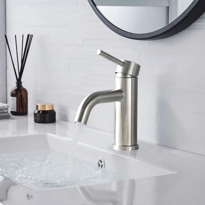6.57" High Single Hole Bathroom Faucet with Stainless Steel Frame Waterfall Faucet for Vanity,Powder Room,Bathroom – The Pop Home