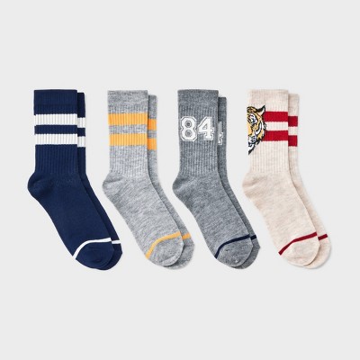 Boys' 4pk Varsity Striped Crew Socks - Cat & Jack™