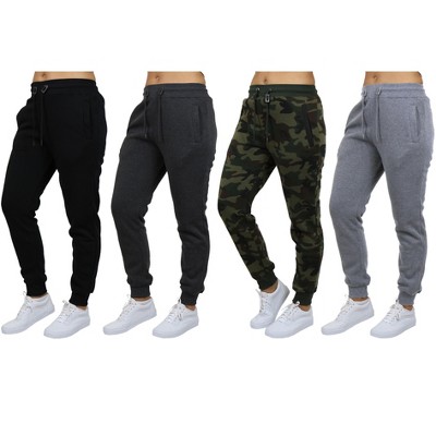 Galaxy By Harvic Women's Loose Fit Fleece Jogger Sweatpants-4 Pack