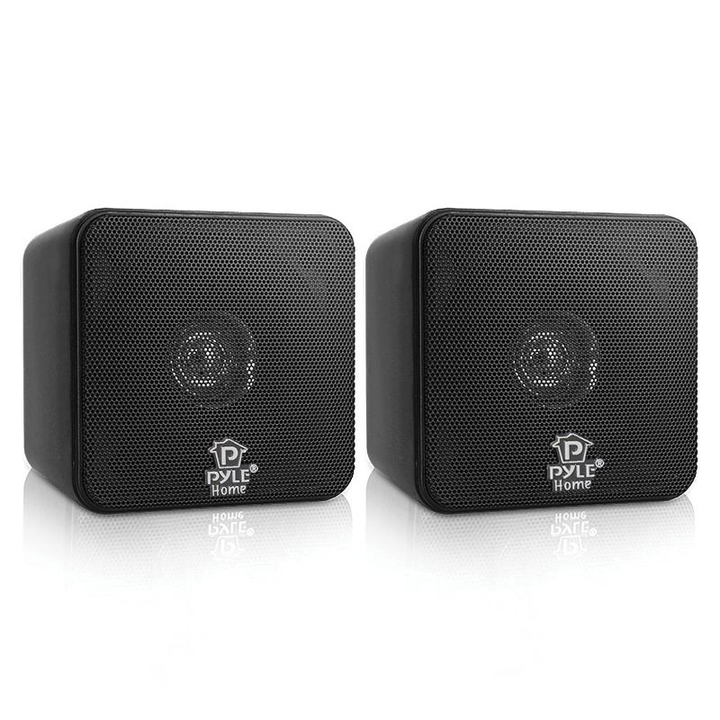 Pyle® 200-Watt 4-In. Mini-Cube Bookshelf Speaker Set, Black, 2 Count, 1 of 8