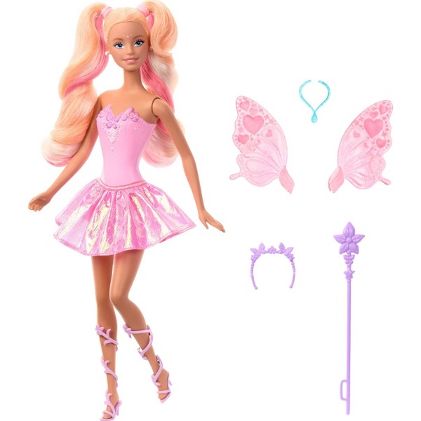 Muñeca Barbie Fantasy Fairy de 11 pulgadas con alas y vestido que cambian de color 5