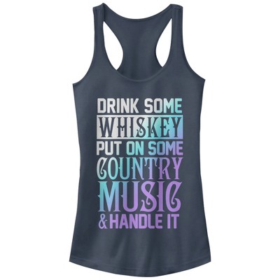 Chin Up Whiskey Country Music Handle It Racerback Tank Top - Indigo ...