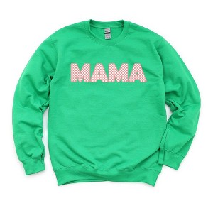 Simply Sage Market Women's Graphic Sweatshirt Pink Checkered Mama - 1 of 3