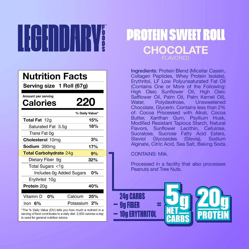 Legendary Foods Protein Roll - Chocolate - 9.5oz/4ct, 6 of 7