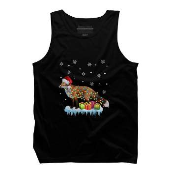 Men's Design By Humans X-Mas Fox Christmas Lights Funny Wild Animal Design Gift T-Shirt By NekoShop Tank Top