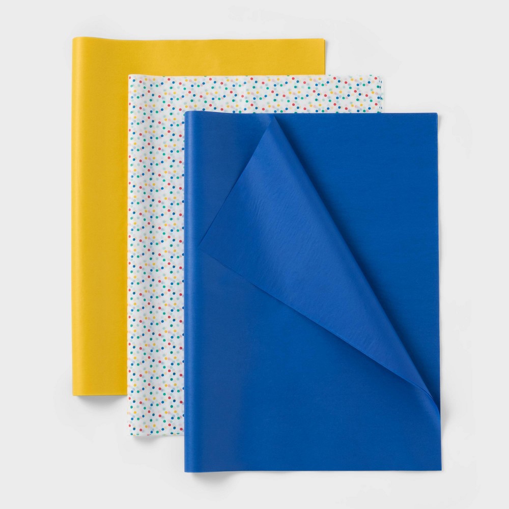 Photos - Accessory 20ct Tissue Paper Blue/Yellow/Multi Dot Print - Spritz™: Multicolor Gift Packaging for All Occasions, Easter, Classic Patter