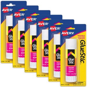 Avery Glue Stick White, Washable, Permanent, 1 Per Pack, 6 Packs, 6 Glue Sticks Total (00191) - 1 of 4