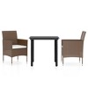 vidaXL 3 Piece Patio Dining Set with Cushions Brown and Black - 2 of 4