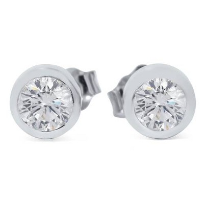 Pompeii3 1/2ct Bezel Set Round Diamond Studs 14K White Gold