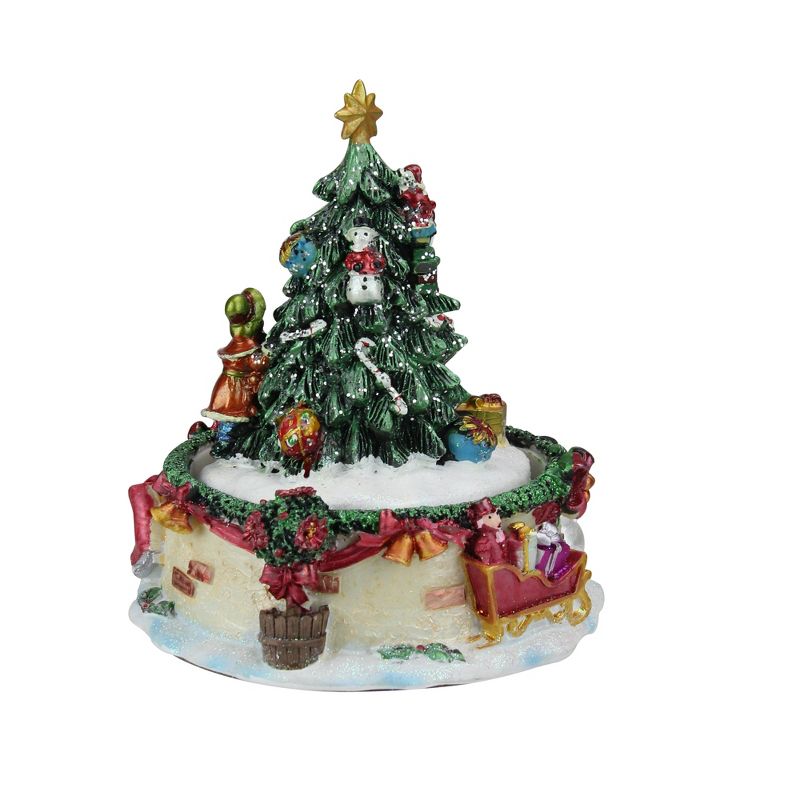 Northlight 5.5" Musical Santa Claus and Christmas Tree Winter Scene Rotating Tabletop Decoration, 3 of 4